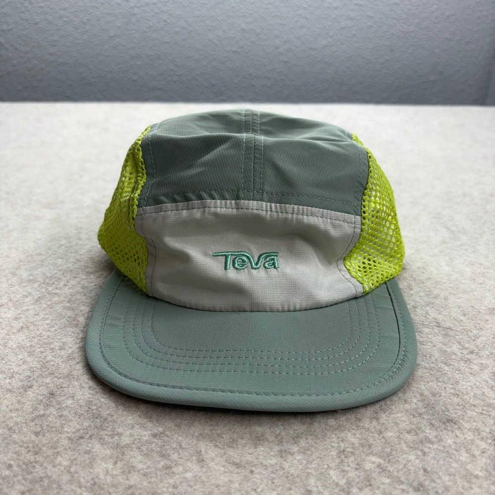 Teva 5 Panel Camper Hat Sage Green Neon Lime Mesh Performance Hiking Cap Women